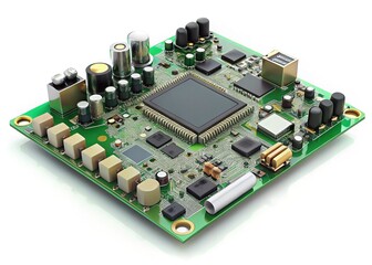 Realistic 3D Encoder Circuit Board Component Isolated on White Background