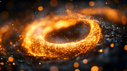 Cosmic Inferno: A vibrant ring of fiery energy swirls amidst a dark, star-studded canvas, evoking the raw power and mystique of the cosmos. 