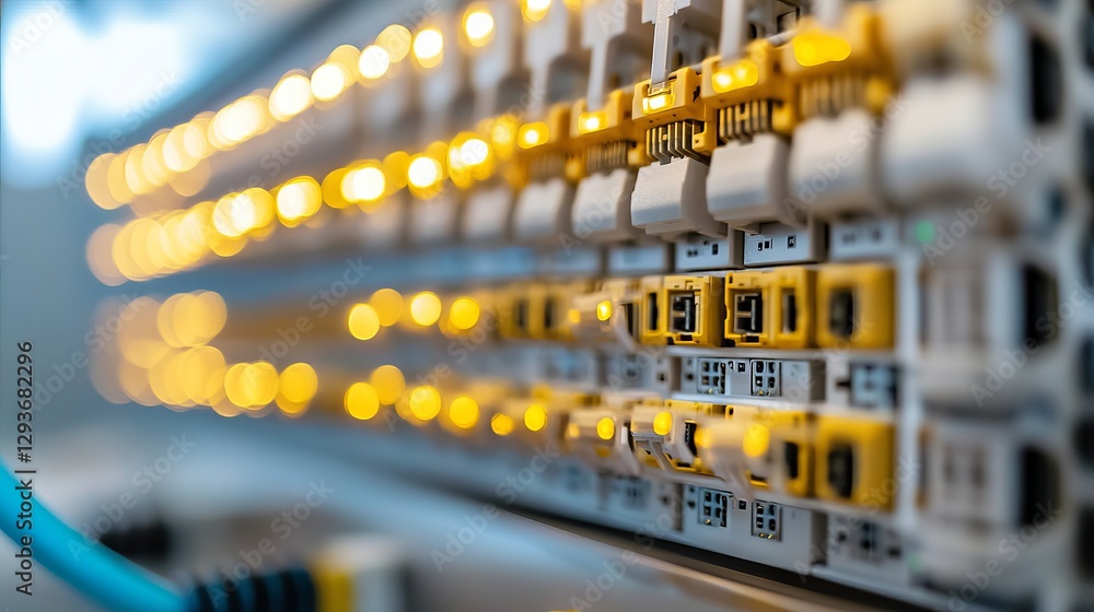 Poster high speed network server rack modern technology digital data center powerful infrastructure advance