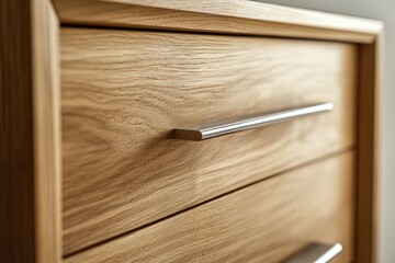 A detailed view of a drawer's handle, perfect for use in interior design, furniture or product photography