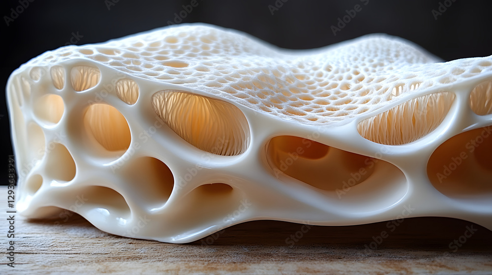 Aufkleber abstract porous art: a unique abstract sculpture of a porous form, a delicate network of interconnec