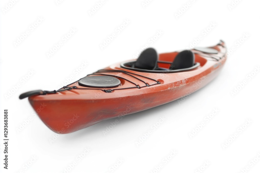Poster a red kayak sits on a white surface, ready for adventure