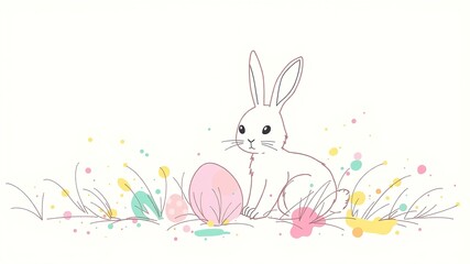 Obraz premium Easter Line Art with Organic Splatters - Playful Design