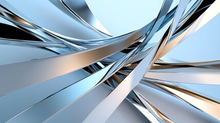 Abstract Metallic Blue Silver Curves Background