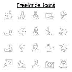 Freelance icons set in thin line style