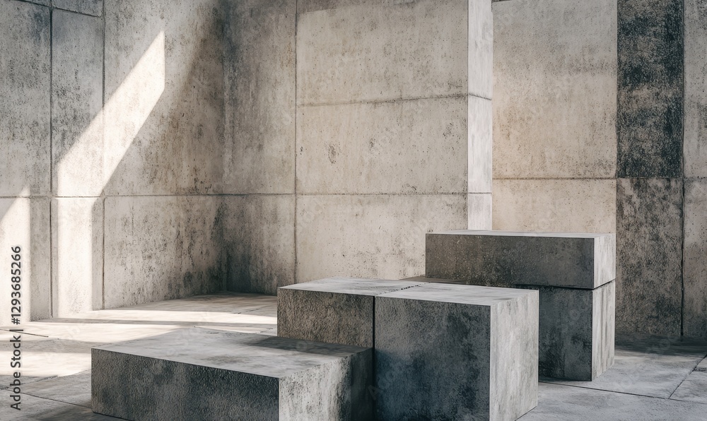 Poster concrete blocks stark minimalism light and shadow