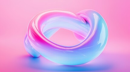 Obraz premium Abstract Pink Blue 3D Twisted Shape Swirling Glossy Design