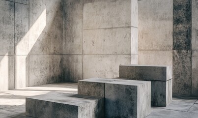 Concrete blocks stark minimalism light and shadow