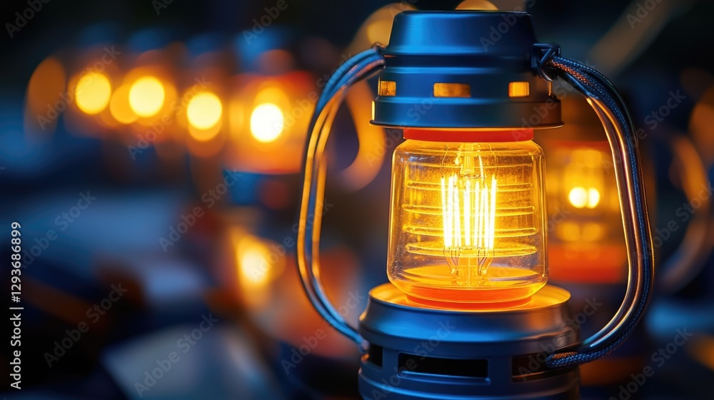 Poster a close-up view of a lantern sitting on a table, perfect for adding warmth and ambiance to your scen