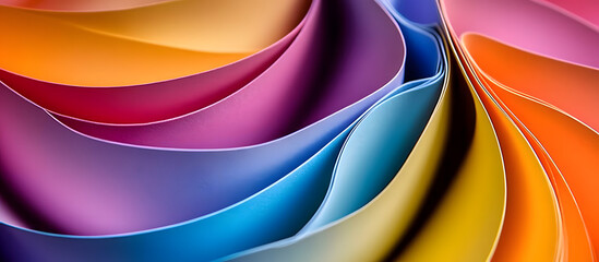 Fototapeta premium Background macro image of a vibrant origami pattern created from curved sheets of paper. with copy space image. Place for adding text or design