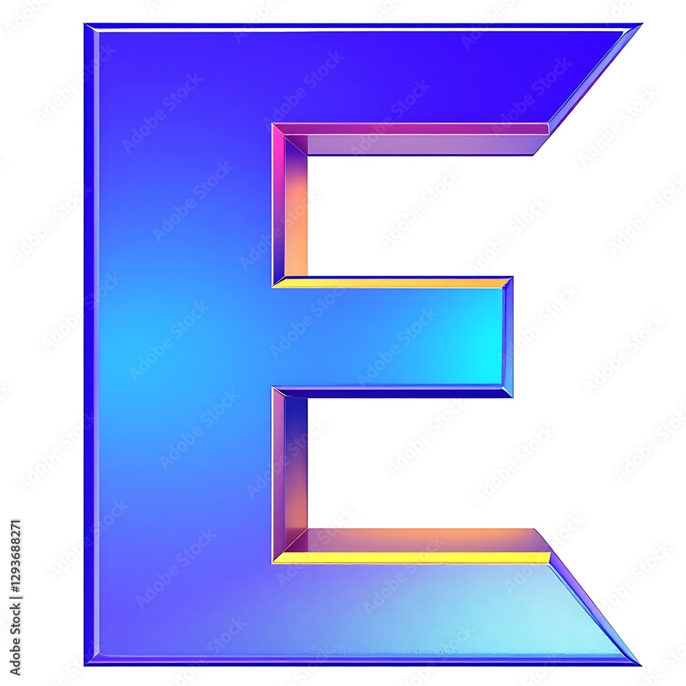 Poster bold gradient letter e illustration striking design visual element artistic isolated alphabet image