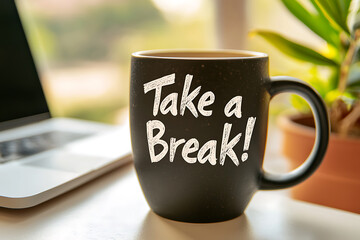 Enjoying a relaxing moment with a hot beverage. Take a break from work and recharge with this mug. It's time to relax!