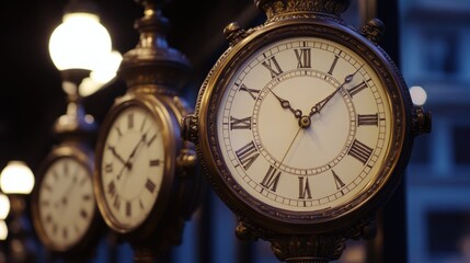 A collection of clocks featuring Roman numerals, ideal for use in designs related to timekeeping or classic aesthetics