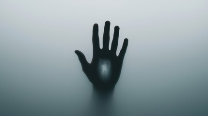 A silhouetted hand emerges from a misty background, symbolizing connection and reaching out through a hazy atmosphere.