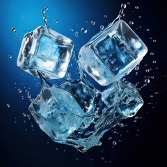 Obraz premium High-Quality Melting Ice Cubes in Midair, Cutout Image