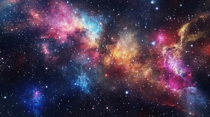 Colorful nebulae in deep space, distant star clusters, cosmic clouds, a celestial view, educational image, possible use for astronomy