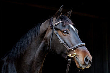 Fototapeta premium beauty black horse on black background