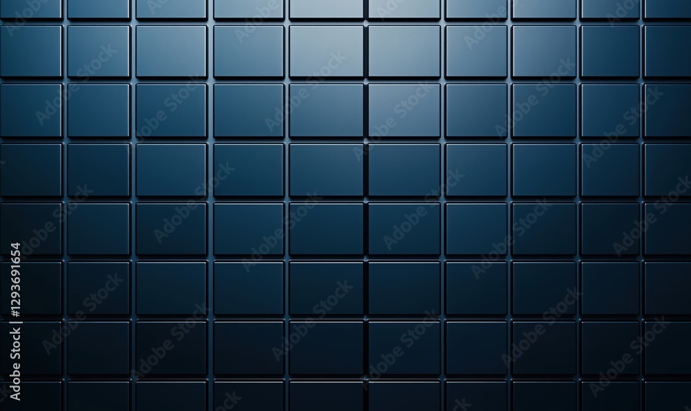 Poster dark blue glossy tiles arranged in a grid pattern for modern design applications