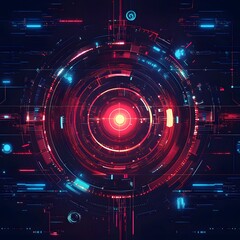Fototapeta premium Futuristic Digital Orb with Neon Lights and Geometric Patterns
