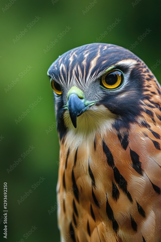 Poster A detailed image of a bird of prey's head, focusing on its sharp features and powerful eyes