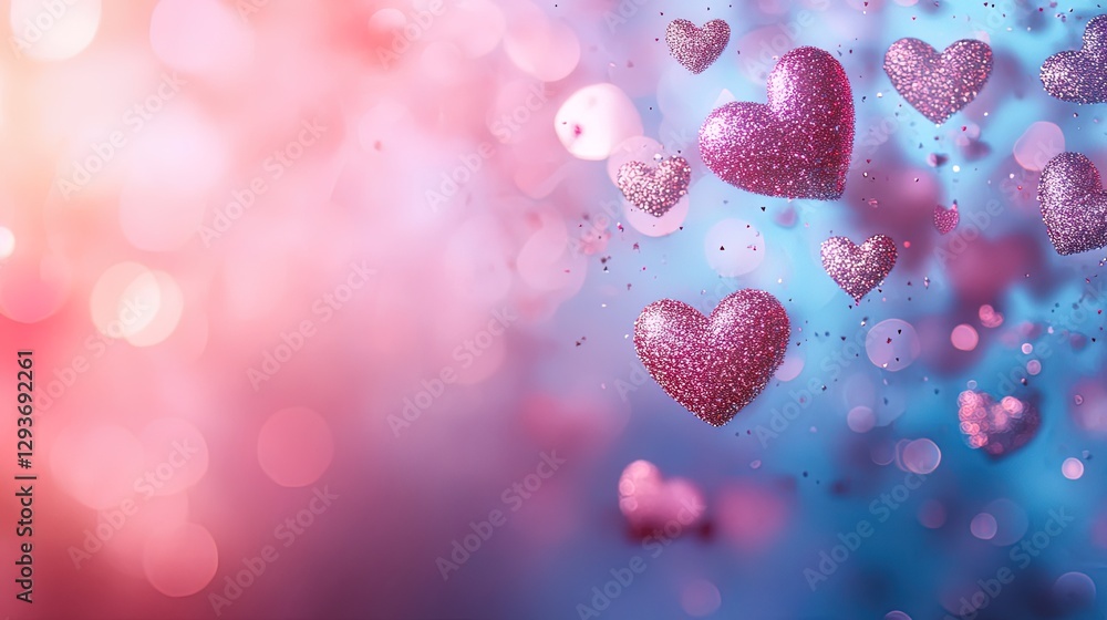 Aufkleber valentine day background with sparkling heart bokeh and soft pastel colors