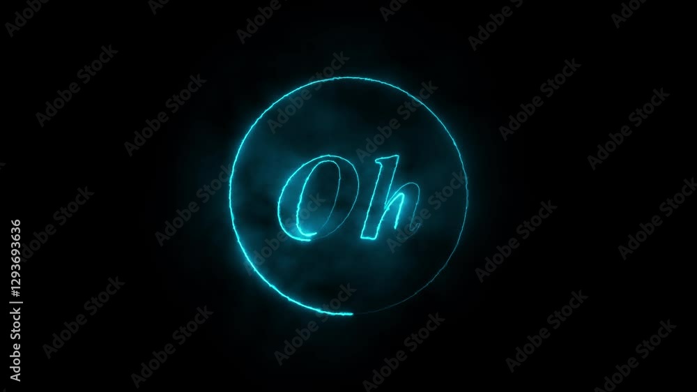 Poster glowing icon oh animation neon text on black background idea.