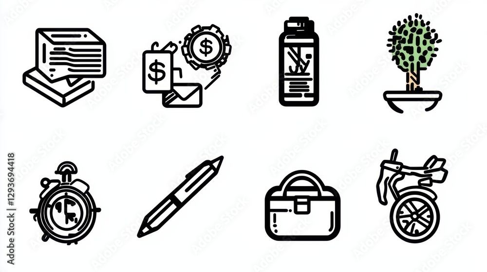 Poster set of financial analytics icons and infographic elements for business strategy and decision making 