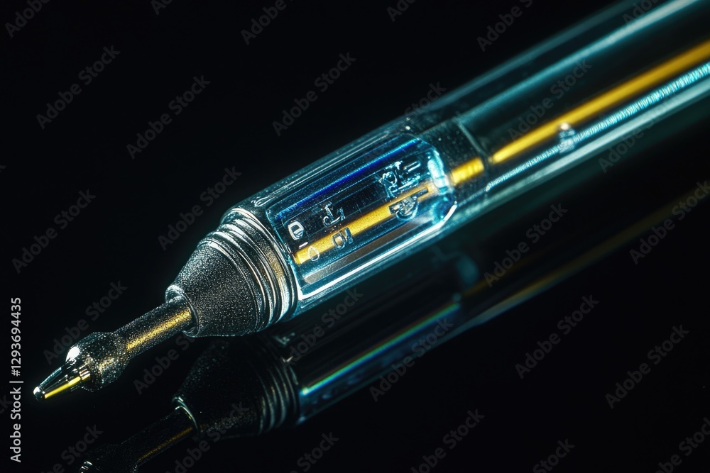 Poster close-up shot of a pen sitting on a table, suitable for use in illustrations or designs about writin