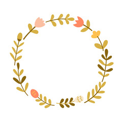 Simple flower frame. Bright illustration for card, invitation card for wedding, birthday and other holiday and cute spring background.