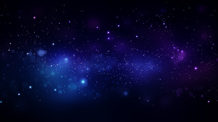 Fototapeta premium Fond texturé, paysage, effet galaxie, univers, cosmos. Couleurs bleu violet et noir, aurore boréale. Effet texture étoilé, brillant et flou. Conception et création graphique, bannière. 
