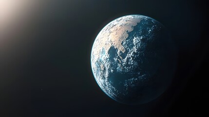 Fototapeta premium Stunning Blue Planet Surrounded by Dark Space and Bright Light