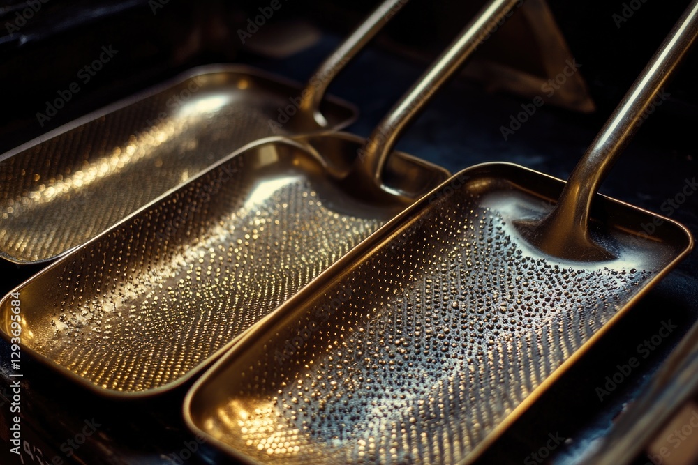 Poster a pair of pans resting on the top of an oven, ready for use
