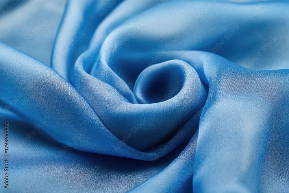 Poster a close-up view of blue fabric with textured weave and soft folds