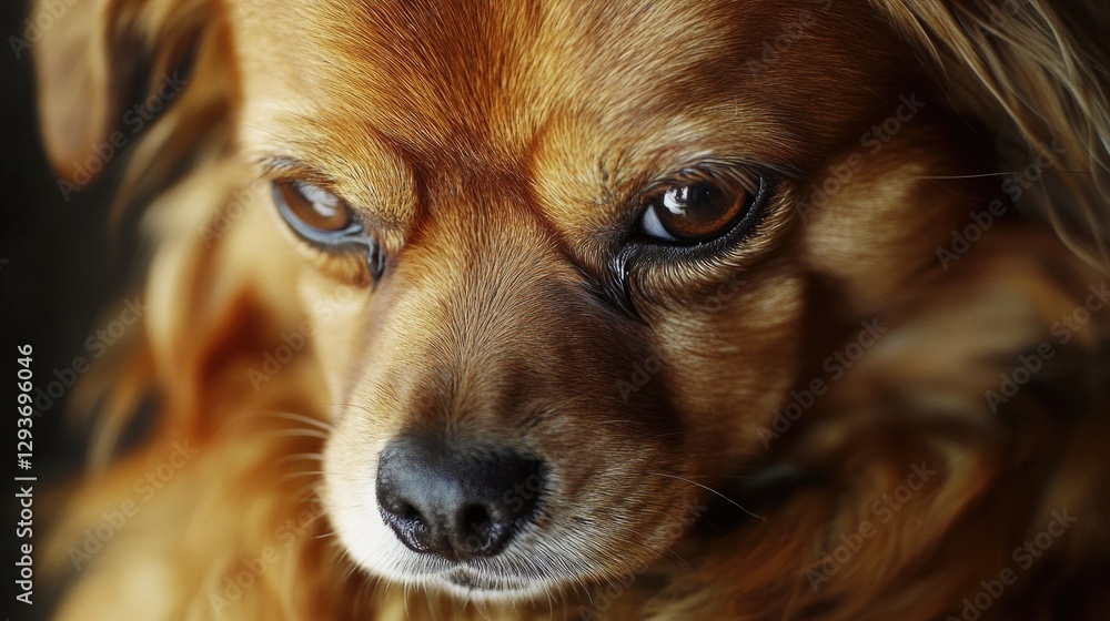 Poster a close-up shot of a dog's face with a blurred background