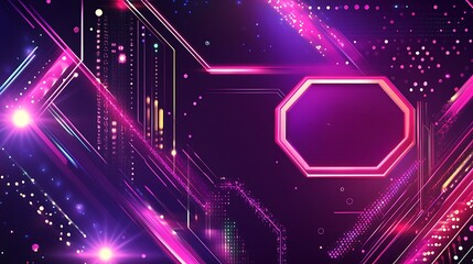 Obraz premium Abstract Neon Geometric Design With Glowing Lines