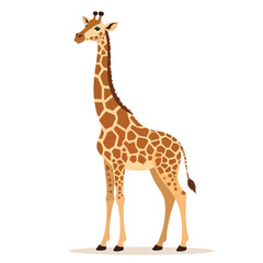 Naklejka premium Watercolor Giraffe flat style vector art on a white background