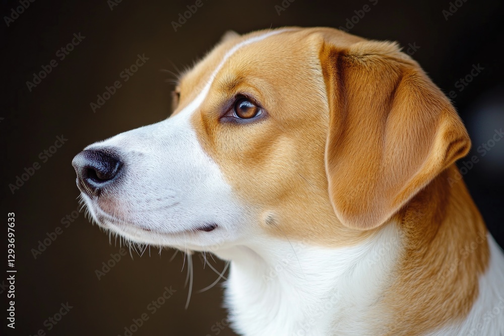 Poster a close-up shot of a dog's face with a blurred background, suitable for use in pet-related or animal