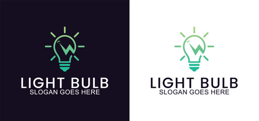 light bulb vector logo, Colorful light bulb design with symbol of technology, creativity, energy and light bulb shop