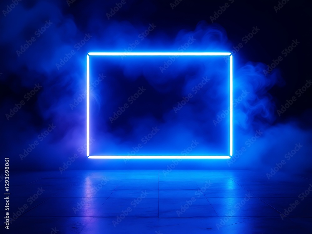 Aufkleber luminous square frame with foggy backdrop a neon portal to another dimension mystical ambiance