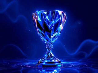 Luminous Polygon Trophy Achievement Celebration Symbolic Design for Victory and Success Award Concept