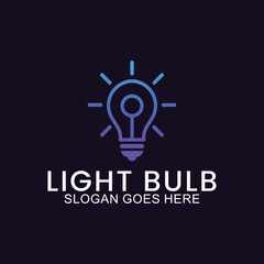 light bulb vector logo, Colorful light bulb design with symbol of technology, creativity, energy and light bulb shop