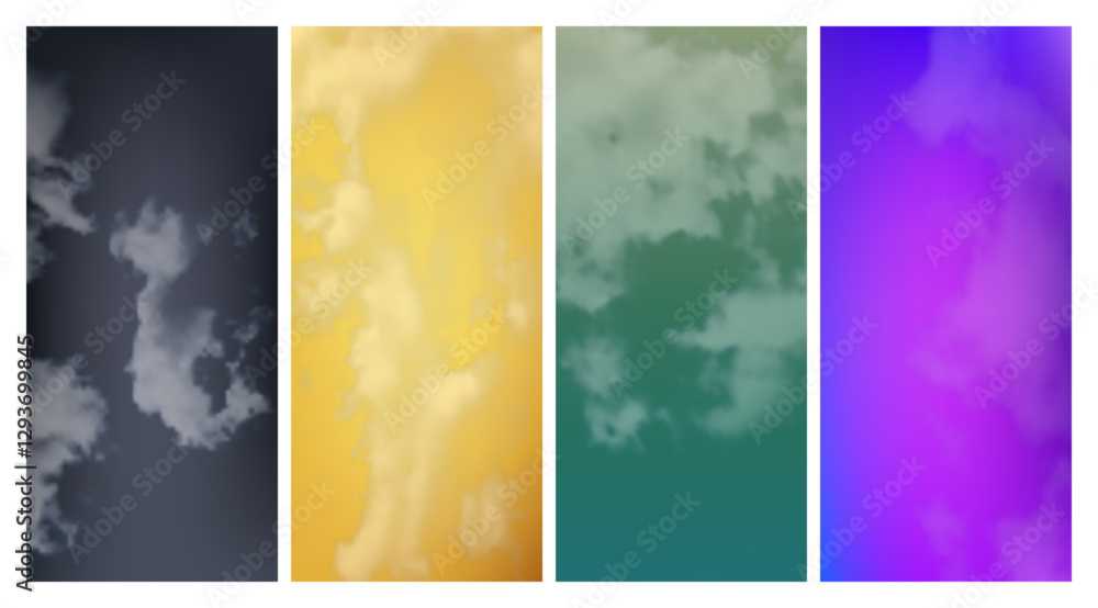 Poster modern colorful gradient background with clouds