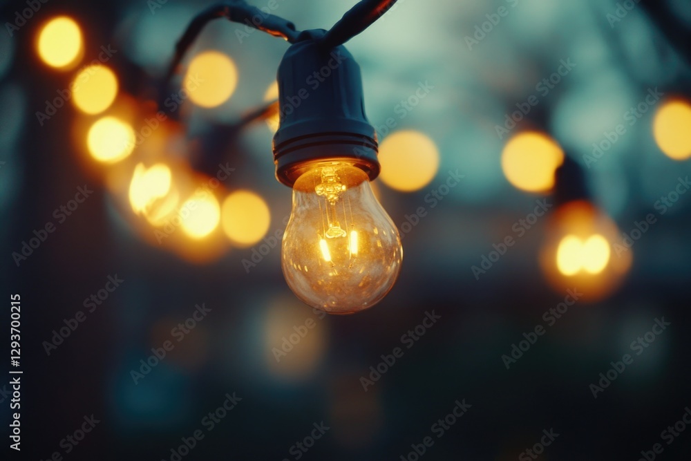 Poster a cluster of light bulbs suspended from a tree branch, creating an unusual and eye-catching display