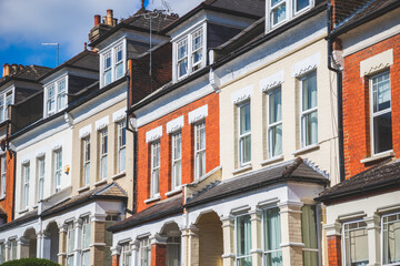 Row of English terraced houses in Crouch End, London