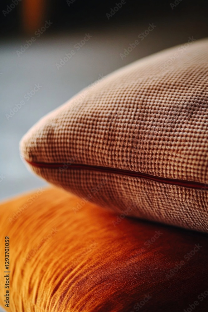 Poster a pair of cushions stacked on top of each other, often used as decorative display or for photography