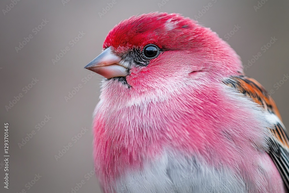Poster a close-up shot of a bird with bright red feathers on its head, taken in a natural setting