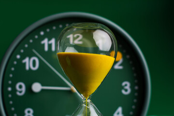Hourglass photo in studio concept of time and efficient use of time