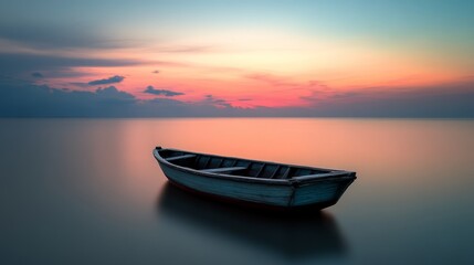 Fototapeta premium Tranquil sunrise over a calm lake, evoking peace and serenity. 