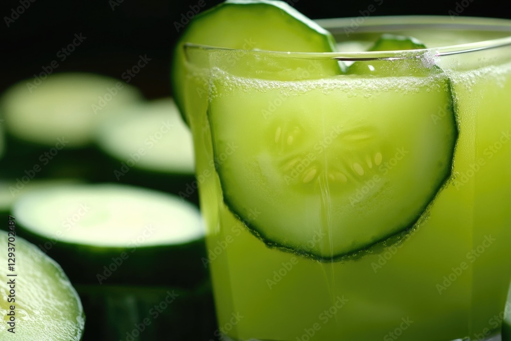 Aufkleber a refreshing glass of cucumber juice served with a crispy cucumber slice