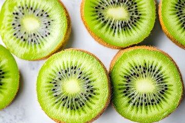 Fototapeta premium Closeup Juicy Sliced Kiwis Fruit Photography
